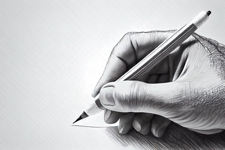continuous line drawing of hand drawing line with pen. Generative Aiの素材