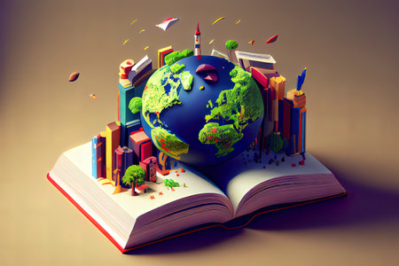 world book day 3d illustration. Generative Aiの素材