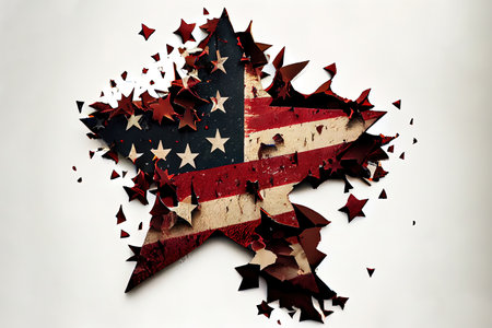 Star in American flag. Star in the colors of USA with torn edges. Generative Aiの素材