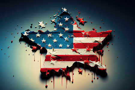 Star in American flag. Star in the colors of USA with torn edges. Generative Aiの素材