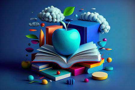 Back to school mock-up with 3d render school supplies. Generative Aiの素材