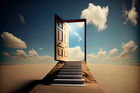 Side view of young woman carrying a pile of books. Generative Aiの素材