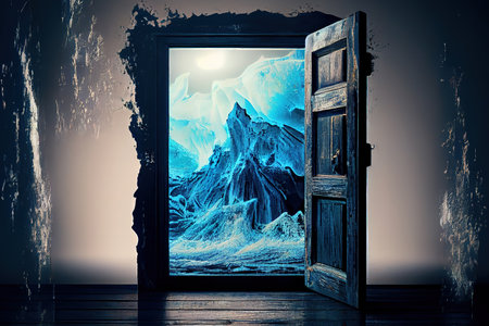 Hand Holding Blue Color Pencils against Blue Background. Generative Aiの素材