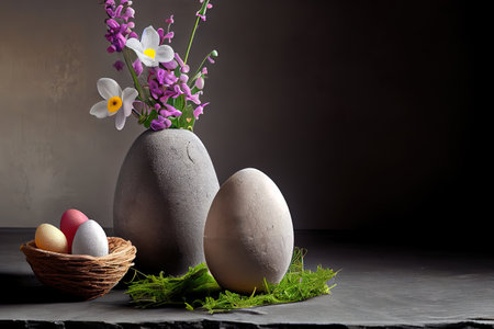 Natural dyed easter eggs. Happy Easter. Generative Aiの素材