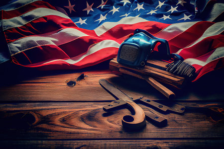 USA flag, US of America sign symbol background. Generative Aiの素材