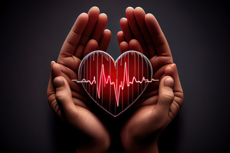 Health care, love and family insurance, world heart day, praying concept 3d rendering in white background. Generative Aiの素材