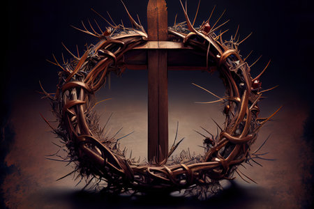 Branch. A depiction of the crown of thorns of Jesus Christ and a Ai generativeの素材