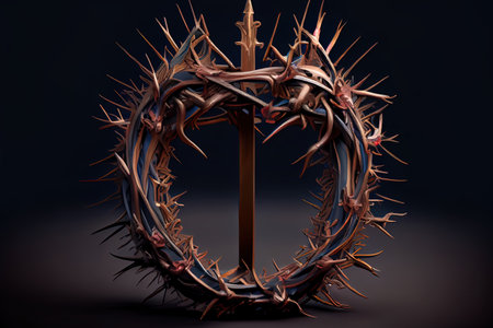 Branch. A depiction of the crown of thorns of Jesus Christ and a Ai generativeの素材