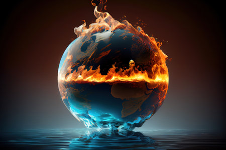 Overheating planet earth global warming campaign mixed media. Generative Aiの素材