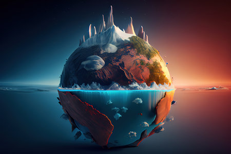 Earth with deforestation and global warming problems. Generative Aiの素材