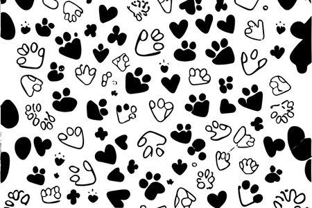 Cat foot texture. Pattern with doggy pawprint and bones. Generative Aiの素材