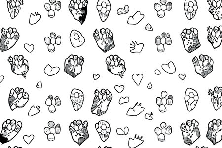 Lion foot texture. Pattern with Lion pawprint and bones. Lion texture. Generative Aiの素材