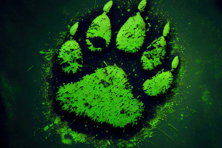 Animal Footprints Green and yellow modern 3d vector icon. Generative Aiの素材
