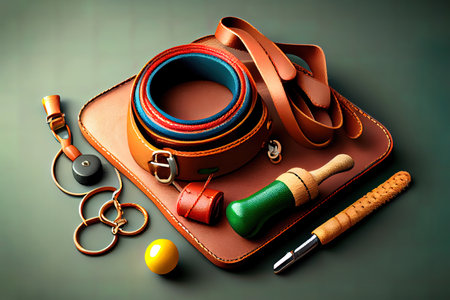 Pet supplies concept. leather leashes. Generative Aiの素材