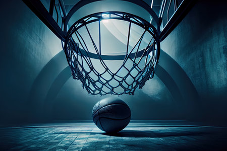 basketball game ball in hoop. Generative Aiの素材