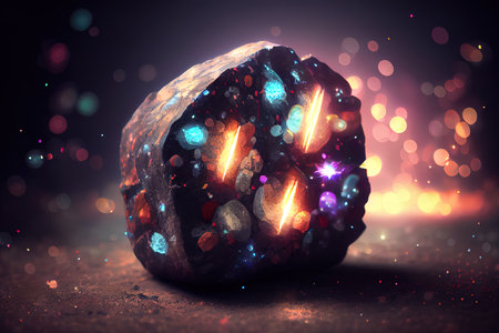 Abstract Resurrection Concept - Rolled Rock With Defocused Lights. Generative Aiの素材