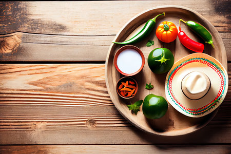 Sombrero and mexican sauces. Generative Aiの素材