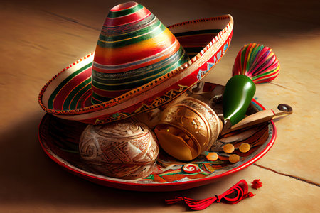 Flat cinco de mayo background. Generative Aiの素材