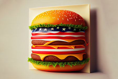 Top view american fast food concept. Generative Aiの素材