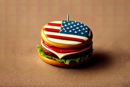 Closeup studio shot two tasty minced beef cheeseburgers. Generative Aiの素材