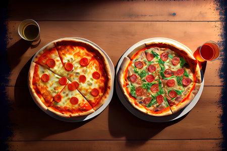 Delicious food on table flat lay. Generative Aiの素材