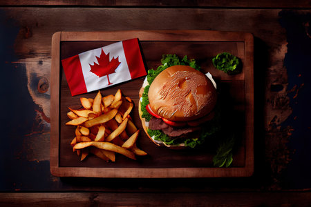 Top view autumn composition on wooden table. Generative Aiの素材