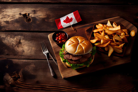 Open book with orange pumpkin bouquet of autumn leaves with a plaid on a wooden background. Generative Aiの素材