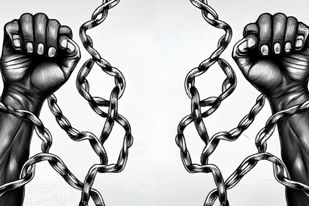 Exceptional hand drawn vector illustration, breaking the chains , fight the power, black lives matter , juneteenth. Generative Aiの素材