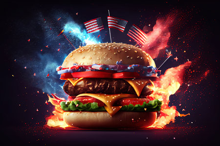 burgar concept for the day of independence day celebration of fourth of july. Generative Aiの素材