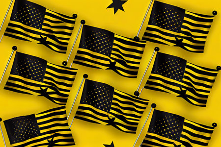 Woman hands hold american flag patriotism. Generative Aiの素材