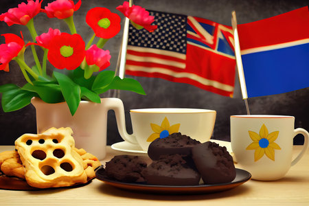 Excellent creative background for Juneteenth day with Black Liberation African American flags. Generative Aiの素材