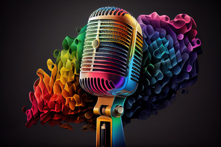 microphone, colorful. Generative Aiの素材