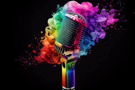 microphone, colorful. Generative Aiの素材