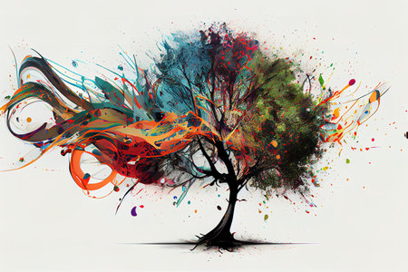 Attractive arbre musique, splash color. Generative Aiの素材
