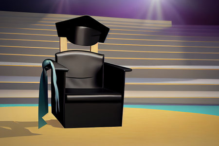 Closeup shot of the elegant blue chairs in the wedding venue. Generative Aiの素材