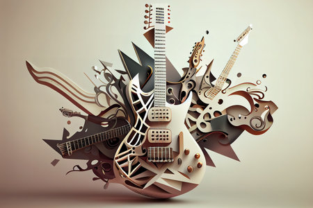 Music guitar concept made with musical symbols. Generative Aiの素材