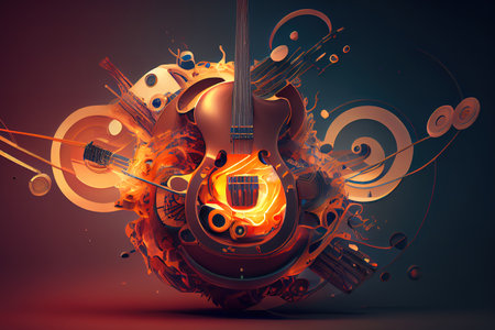 3d rendering music illustration. Generative Aiの素材