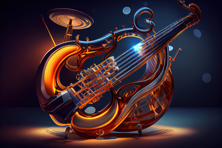 Set of musical instruments during concert. Generative Aiの素材