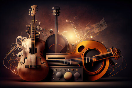 Great background with electric guitars and other instruments. Generative Aiの素材