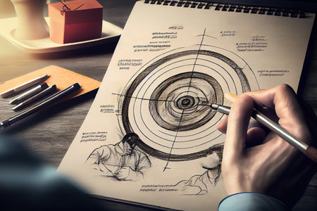 Sight for shooting doodle vector illustration isolated on white. Generative Aiの素材