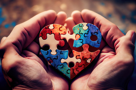 Autism awareness,Autism spectrum disorder family support concept. Generative Aiの素材