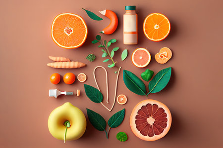 Modern healthy food composition. Generative Aiの素材
