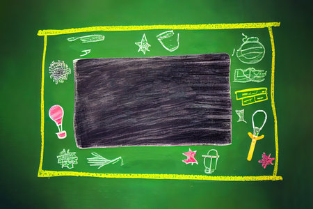 Back to school background in chalkboard style with teacher. Generative Aiの素材