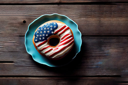 Top view of cupcakes with copy space and american flags. Generative Aiの素材