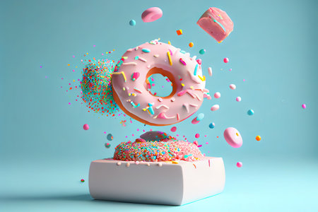 Creative square pastel 3d illustration. Generative Aiの素材