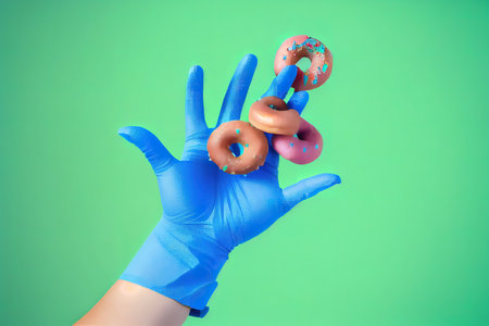 Blue monday arrangement with doughnuts. Generative Aiの素材