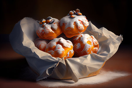 Pile of Dutch donut also known as oliebollen. Generative Aiの素材