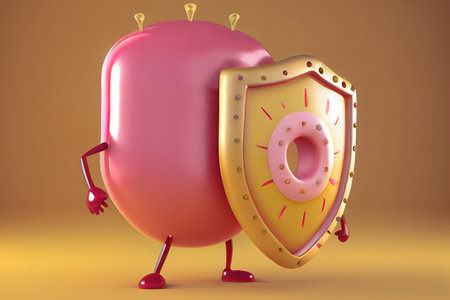 Cartoon pink donut dessert character vector bakery. Generative Aiの素材