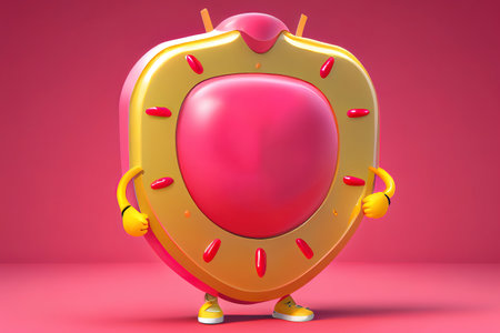 Ice cream scoop cartoon with flying superhero. Generative Aiの素材