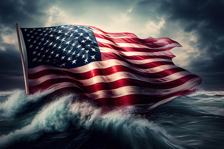 American flag background with copyspace. Generative Aiの素材